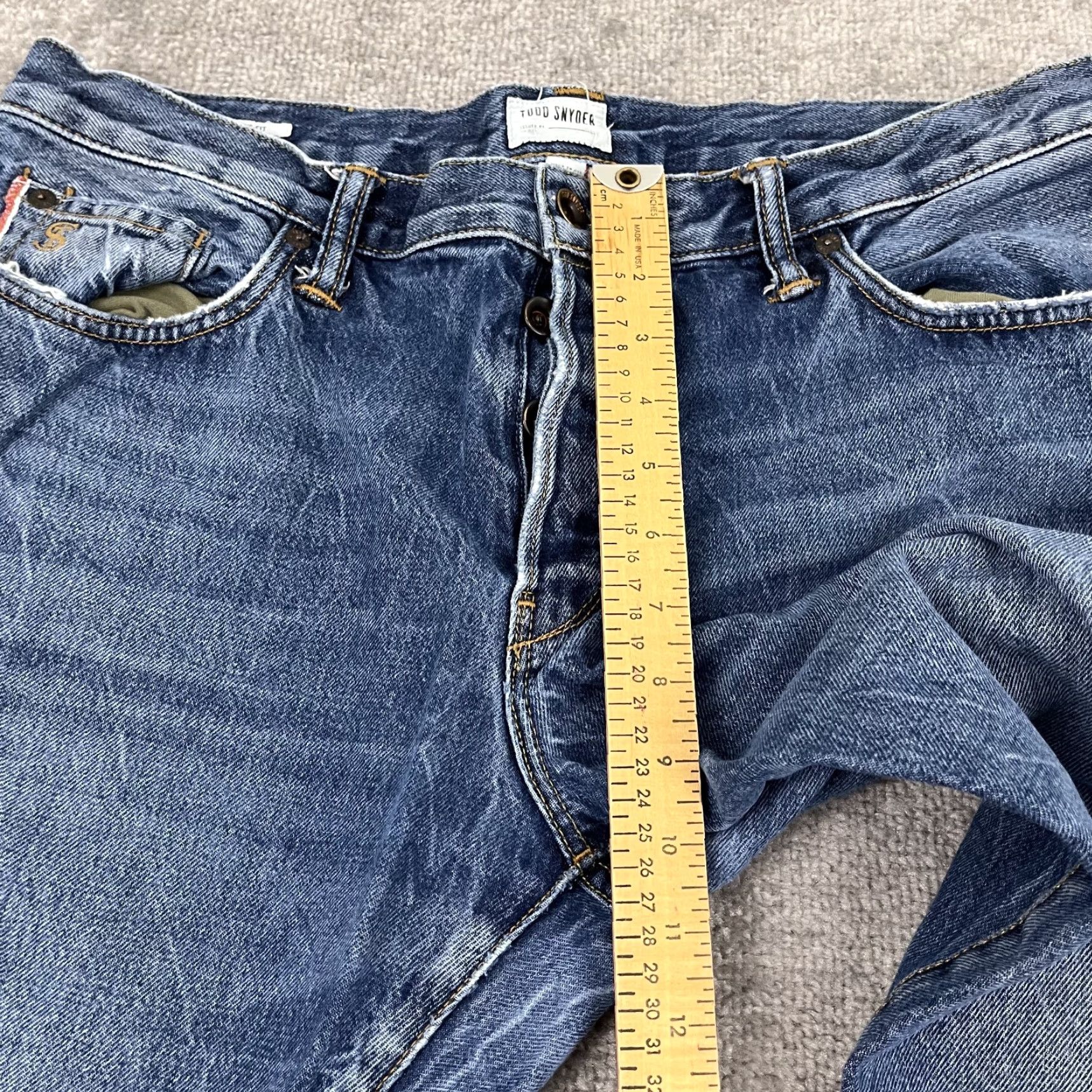 Todd Snyder Todd Snyder Selvedge Jeans Mens 34x33 Slim Fit Blue Denim Button Fly Made in USA Size US 34 / EU 50 - 7 Thumbnail