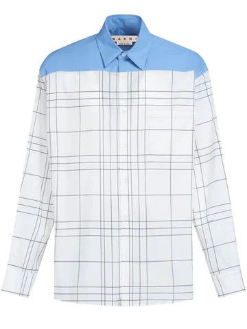 Marni o1w1db10125 Color Block Checked Shirt in White Size US S / EU 44-46 / 1 - 1 Thumbnail