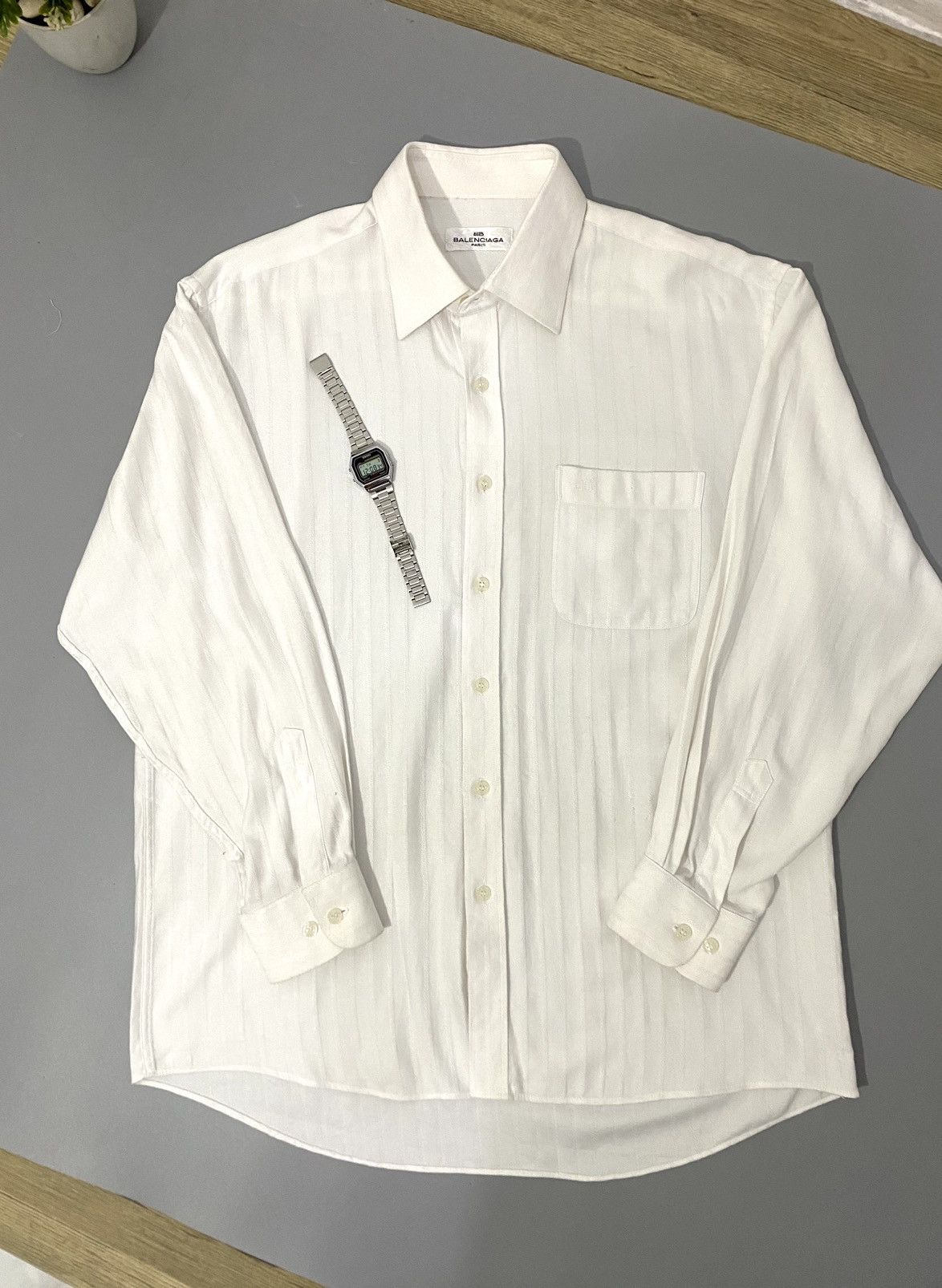 Balenciaga × Vintage 💥All White💥Balenciaga Shirt Buttons Up Size US L / EU 52-54 / 3 - 1 Thumbnail