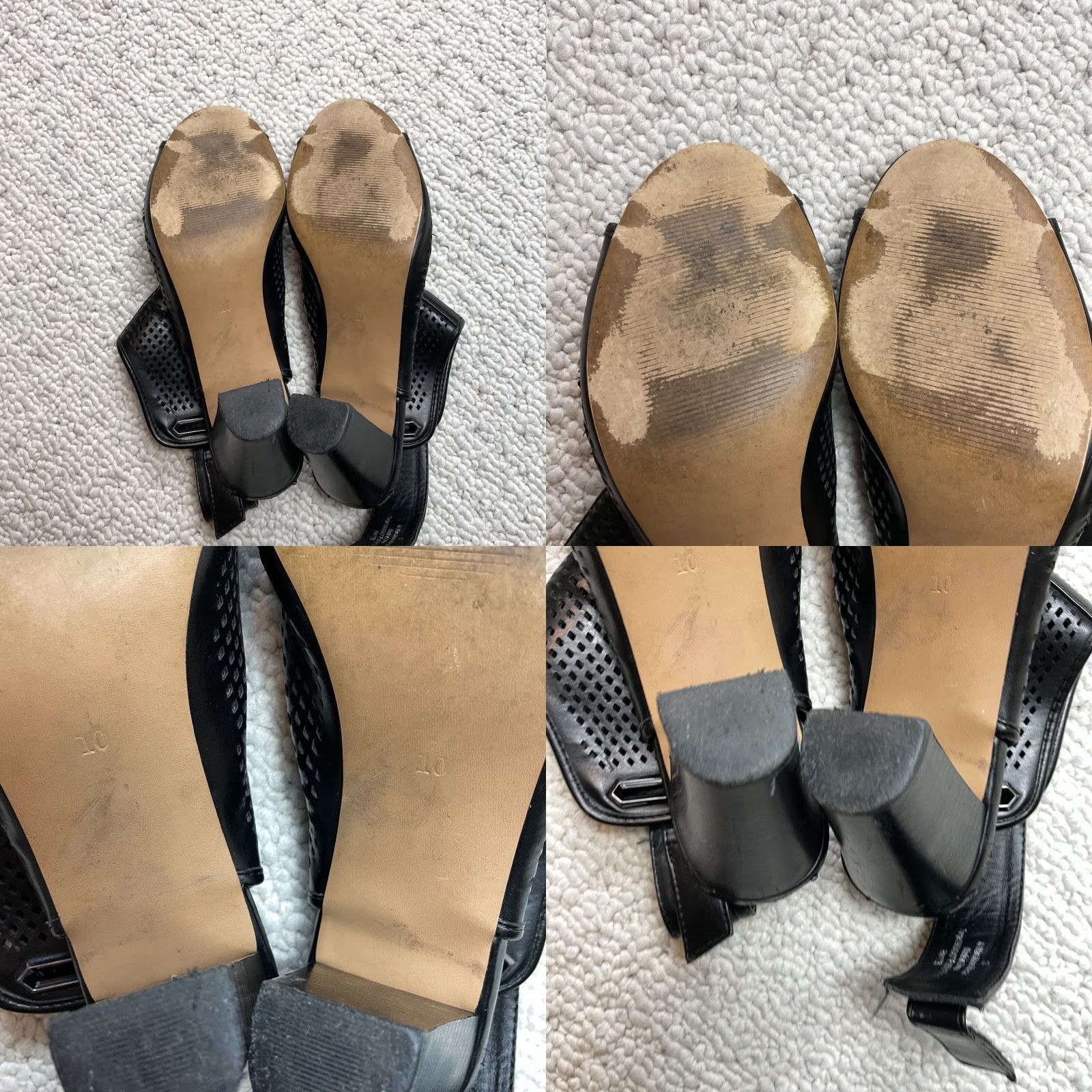 Merona Merona Faux Leather Heel Women Slingback Black 10 High Block Perforated Almond Toe Women's Shoe Comfort Formal Workwear Party/Cocktail Size US 10 / IT 40 - 10 Thumbnail