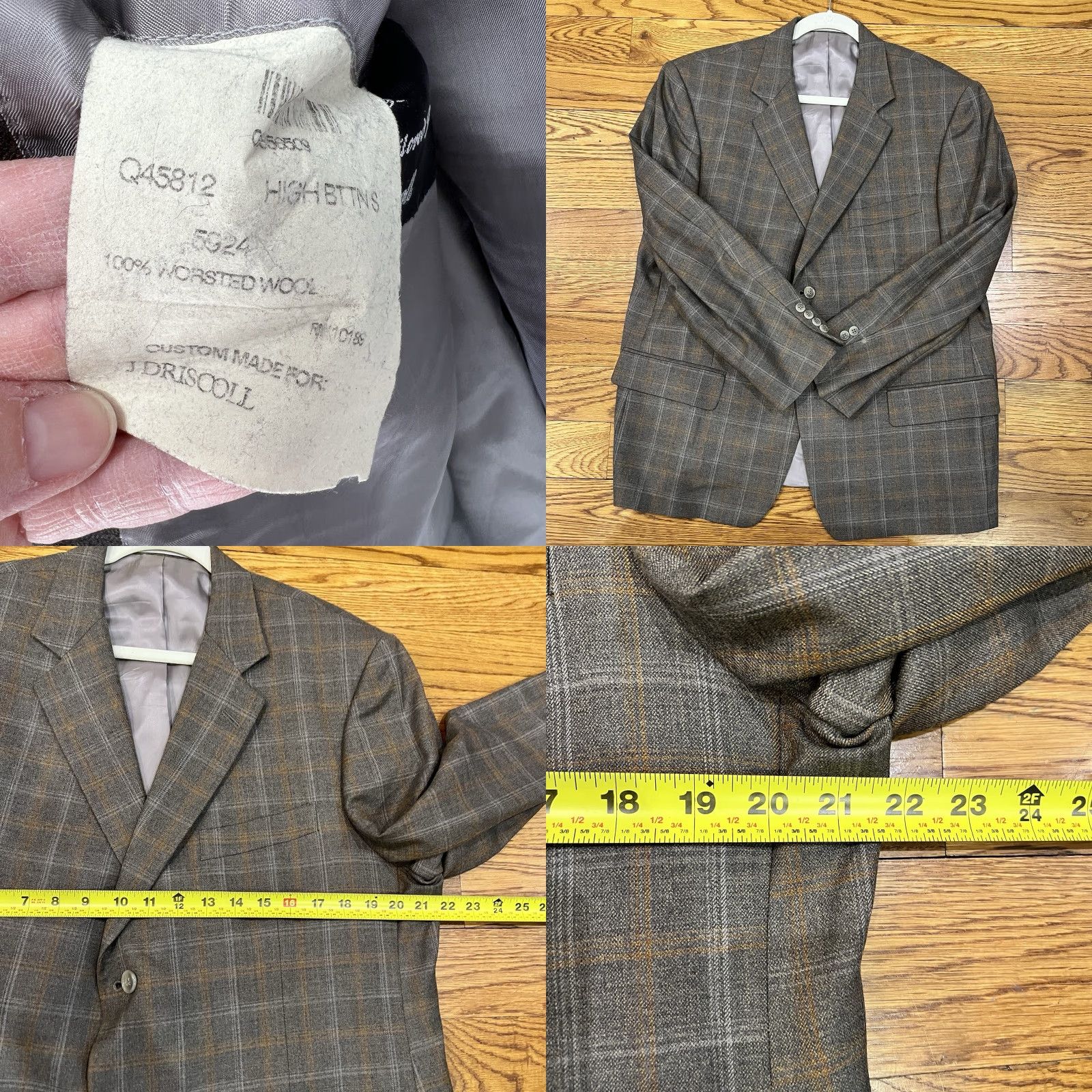 Ermenegildo Zegna VINTAGE Ermenegildo Zegna Blazer Sport Coat Check Pattern 43R Two-Button Notch Lapel Wool Tweed Italy Classic Mens Size 46R - 8 Thumbnail