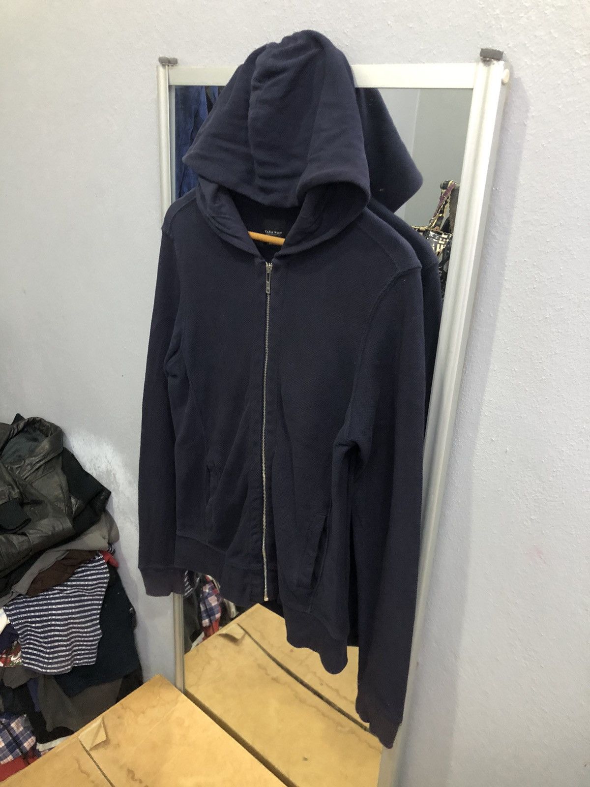 Zara Zara Man Basic Navy Zip Hoodie Basic Collection Size US M / EU 48-50 / 2 - 2 Thumbnail