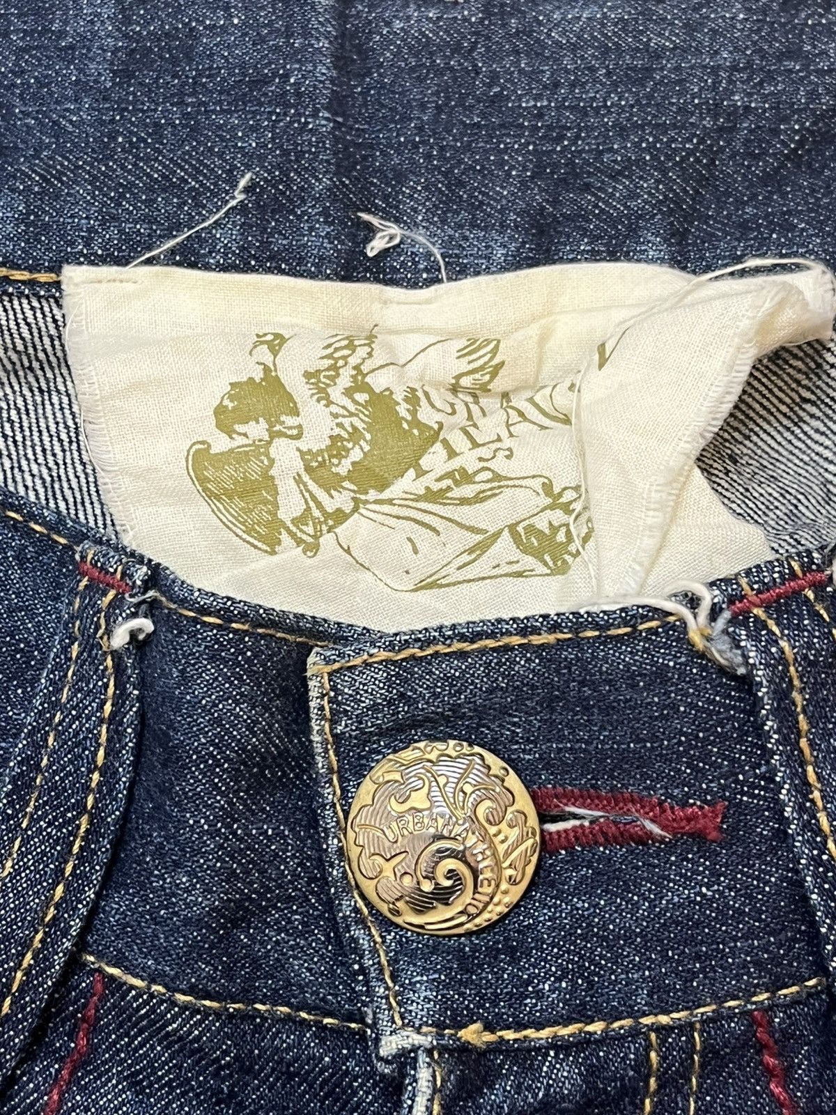 Japanese Brand Vintage Oilcake Unique Design Back Pocket Denim Size US 33 - 12 Thumbnail