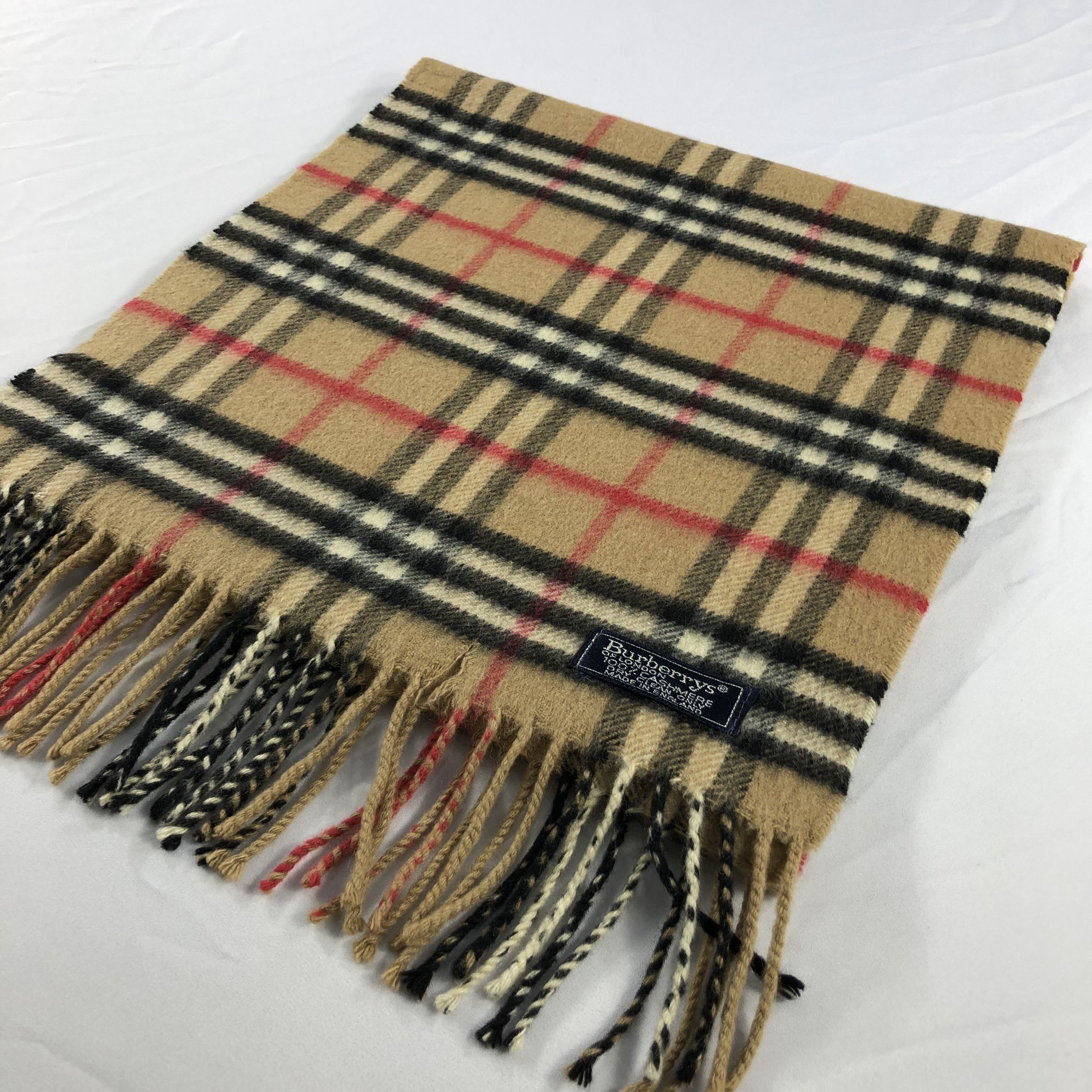 Burberry Burberrys Nova Check Tan Cashmere Scarf Muffler V914 Size ONE SIZE - 3 Thumbnail