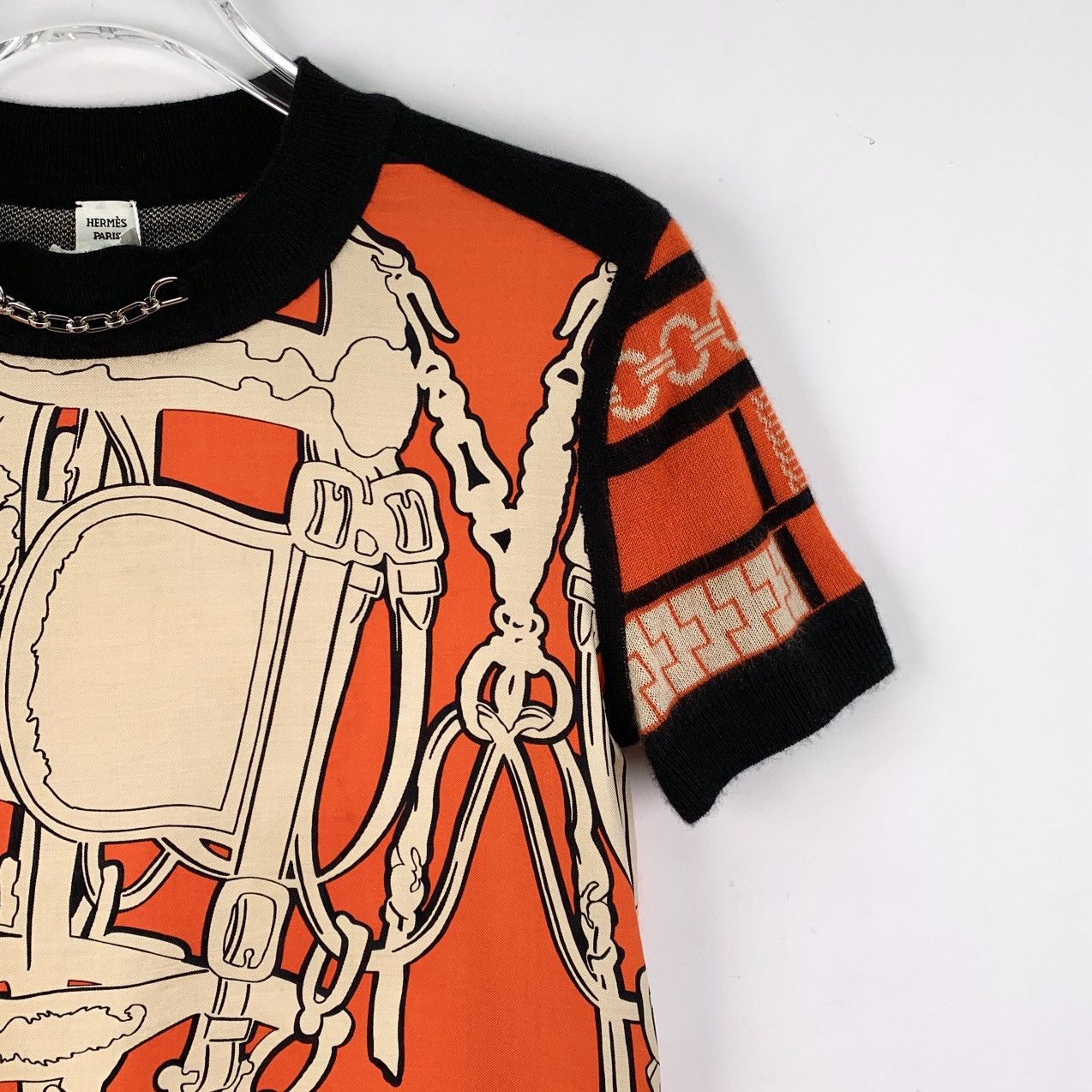 Hermes Hermes Colorblocked Geometric Printed Silk T-Shirt Size XS / US 0-2 / IT 36-38 - 3 Thumbnail