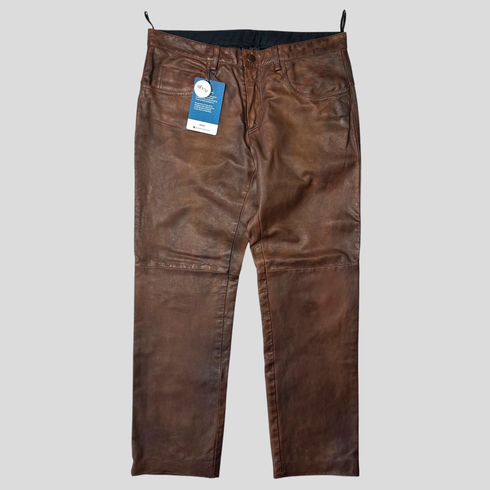 Prada Prada Milano 00’s Embossed Logo Leather Biker Trousers IT48 Size US 32 / EU 48 - 4 Thumbnail
