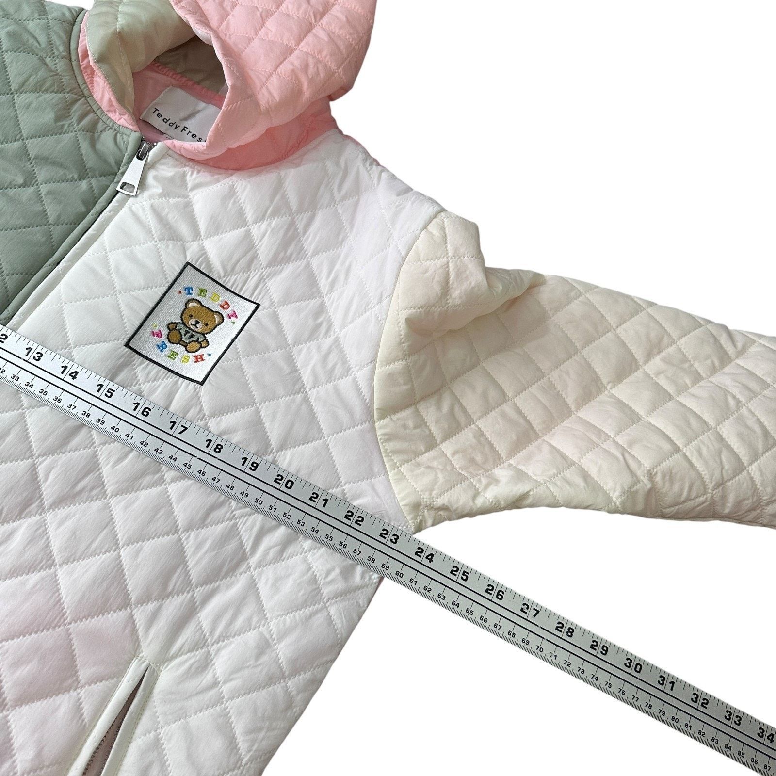 Teddy Fresh Teddy Fresh Quilted Puffer Jacket Mens M Pink Green White Size US M / EU 48-50 / 2 - 8 Thumbnail