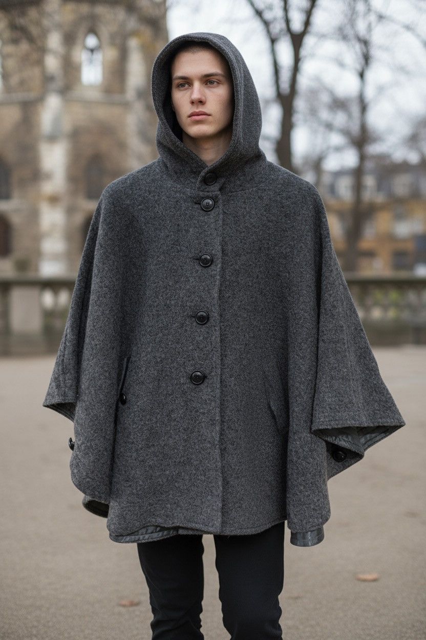 Michel Klein Michel Klein Wool Blend Hooded Capes (153) Size US XXL / EU 58 / 5 - 1 Thumbnail
