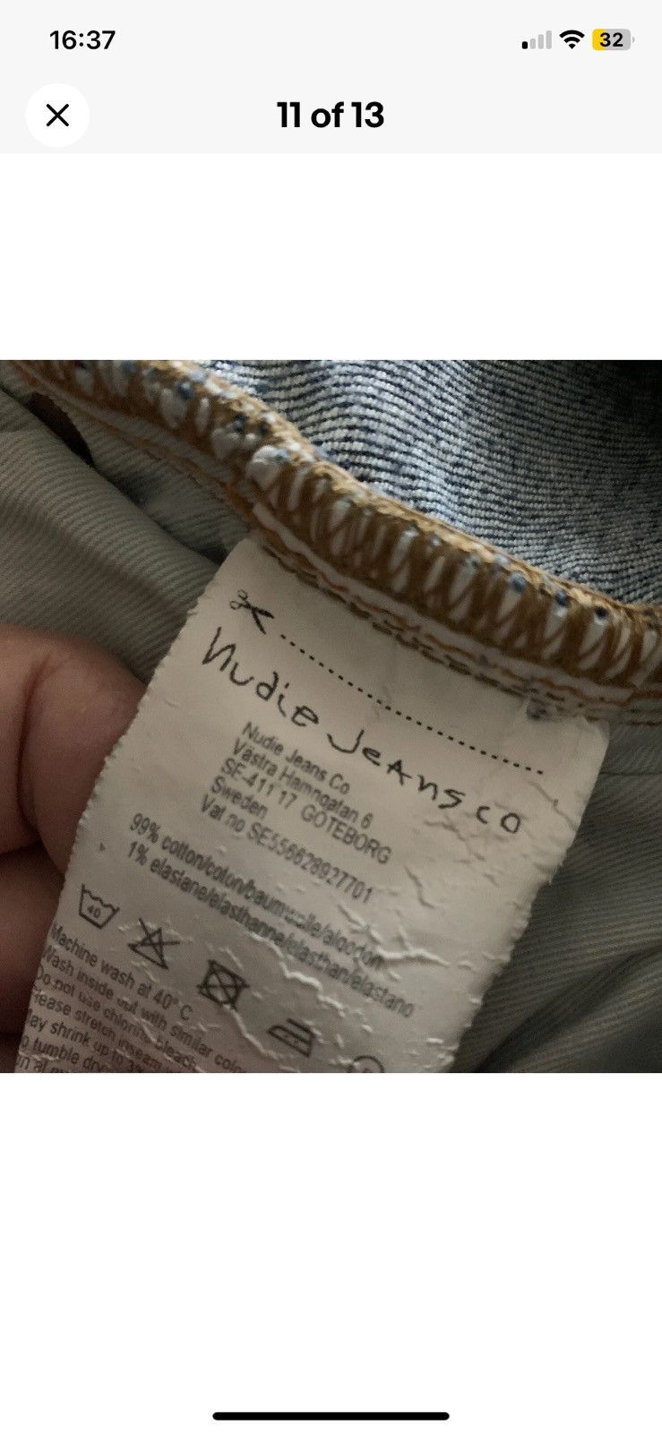Nudie Jeans Skinny Low waist Nudie Jeans Organic 31W X 32L RRP: £145 Size 31" - 4 Thumbnail