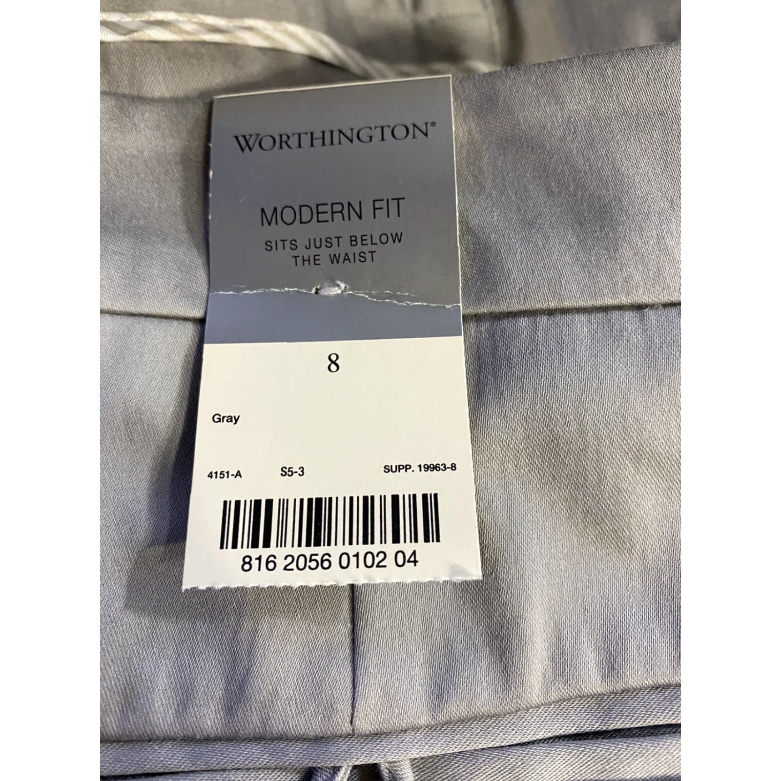 Worthington Modern Fit Trouser Dress Pants Gray Cropped size 8 Womens  Modern Fit Trouser Leg Dress