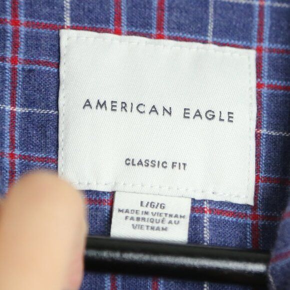 American Eagle Outfitters American Eagle Purple Plaid Classic Fit Long Sleeve Flannel Size US L / EU 52-54 / 3 - 3 Thumbnail