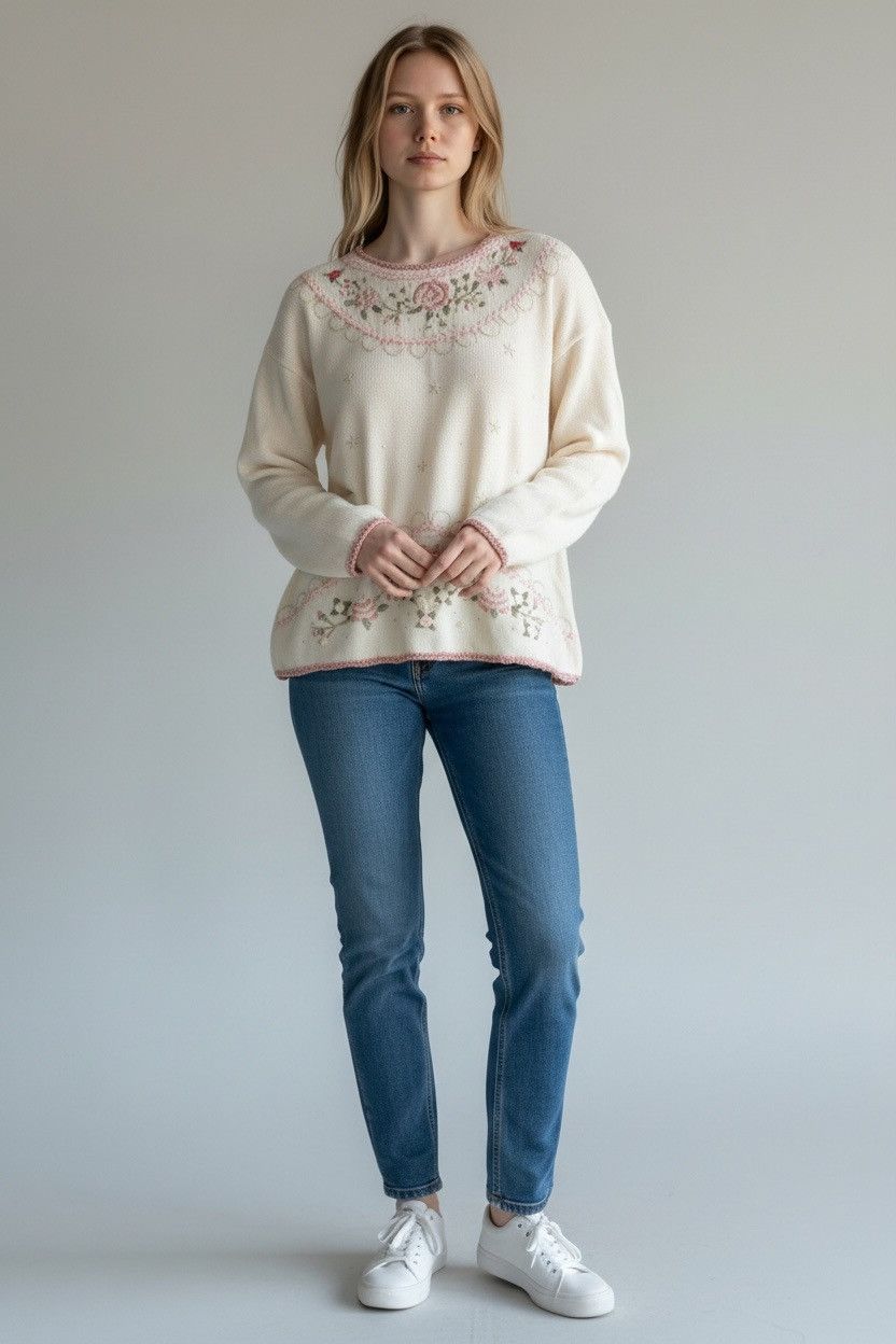 & Other Stories Unbranded Women's Cream and White Sweater Size L / US 10 / IT 46 - 1 Thumbnail