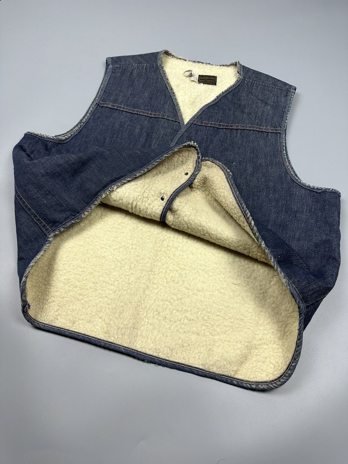 Vintage Vintage 80s Reobucks Sherpa Denim Vest Size US XL / EU 56 / 4 - 6 Thumbnail
