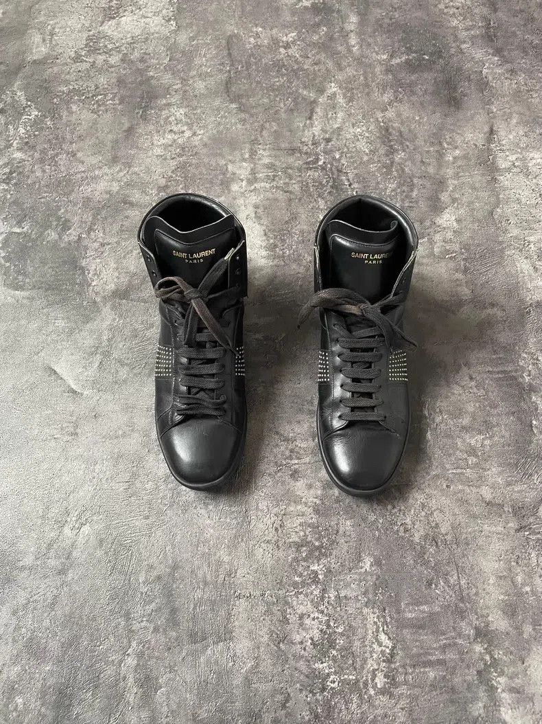 Saint Laurent Paris Saint Laurent Paris High-top black stud flat shoes Size US 6 / EU 39 - 1 Thumbnail