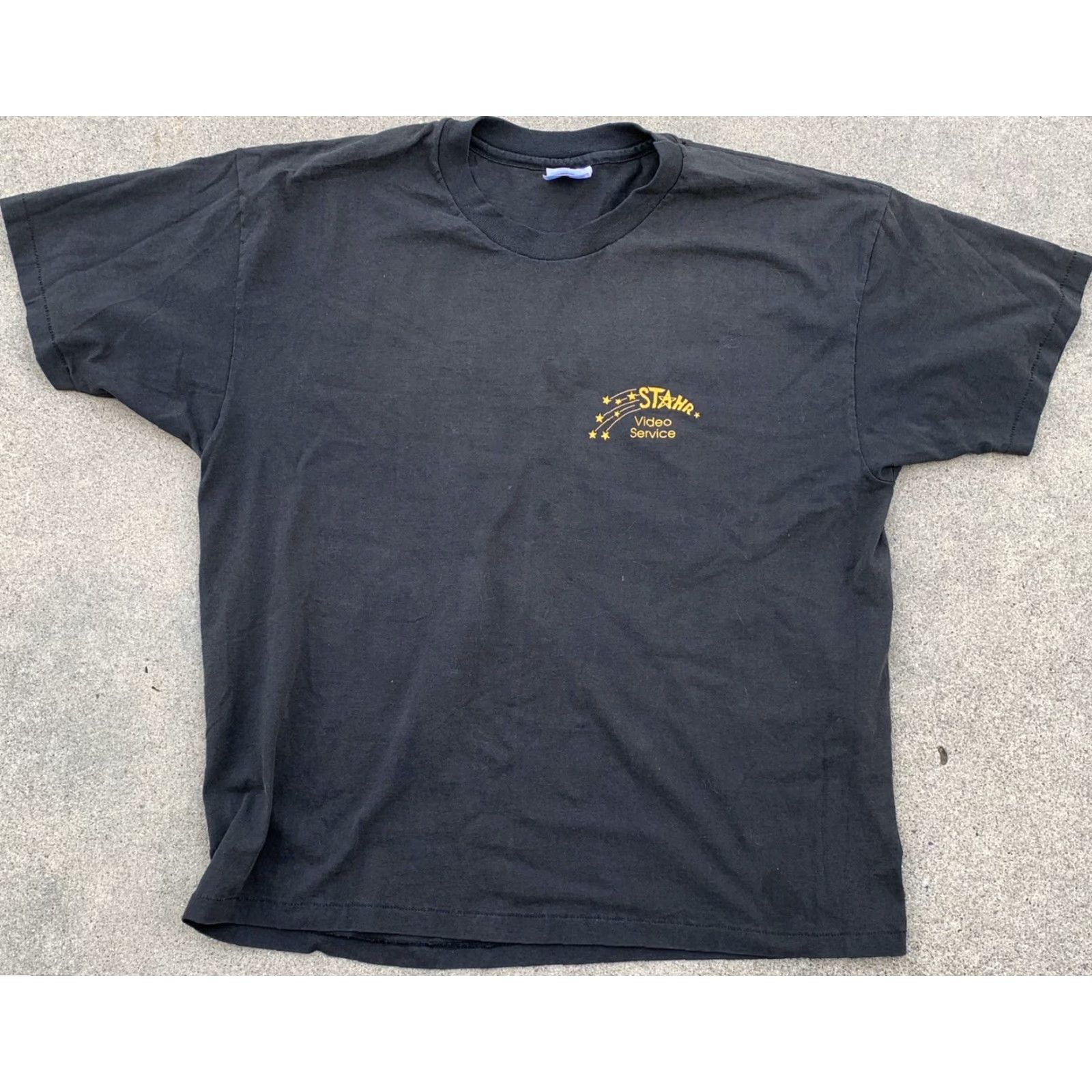 Hanes VINTAGE Hanes T-Shirt XL Unisex Adults Black 50/50 80s 90s Graphic Print Front Back Single Stitch Crew Neck Short Sleeve Made in USA Size US XL / EU 56 / 4 - 6 Thumbnail