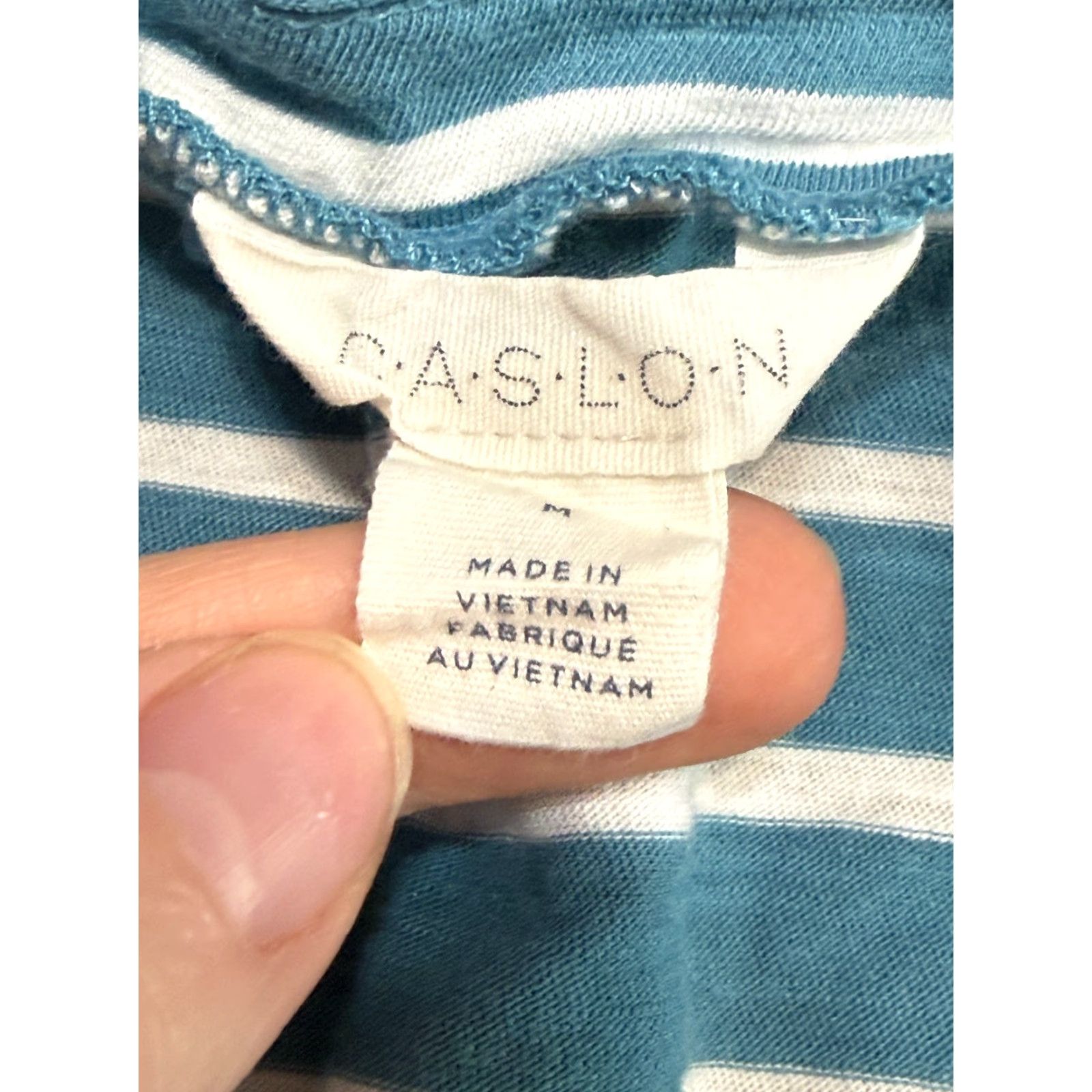 Vintage Caslon Shirts Women Short Sleeve V-Neck Striped Lightweight Blue Medium T-Shirt Casual Womens Size M / US 6-8 / IT 42-44 - 3 Thumbnail