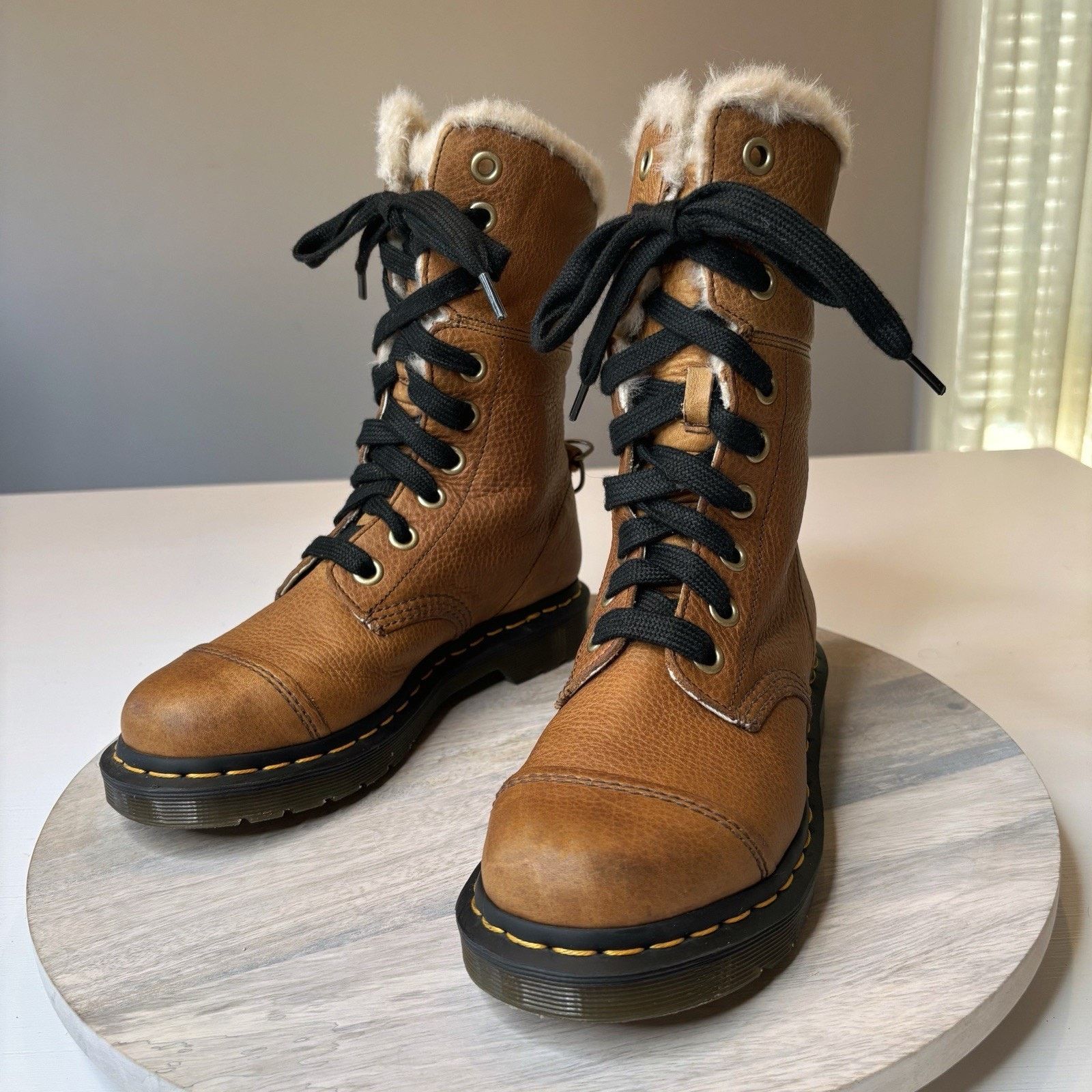 Dr. Martens Dr. Martens Women's Aimilita Grizzly Leather Boots US Size 7 Size US 7 / IT 37 - 4 Thumbnail
