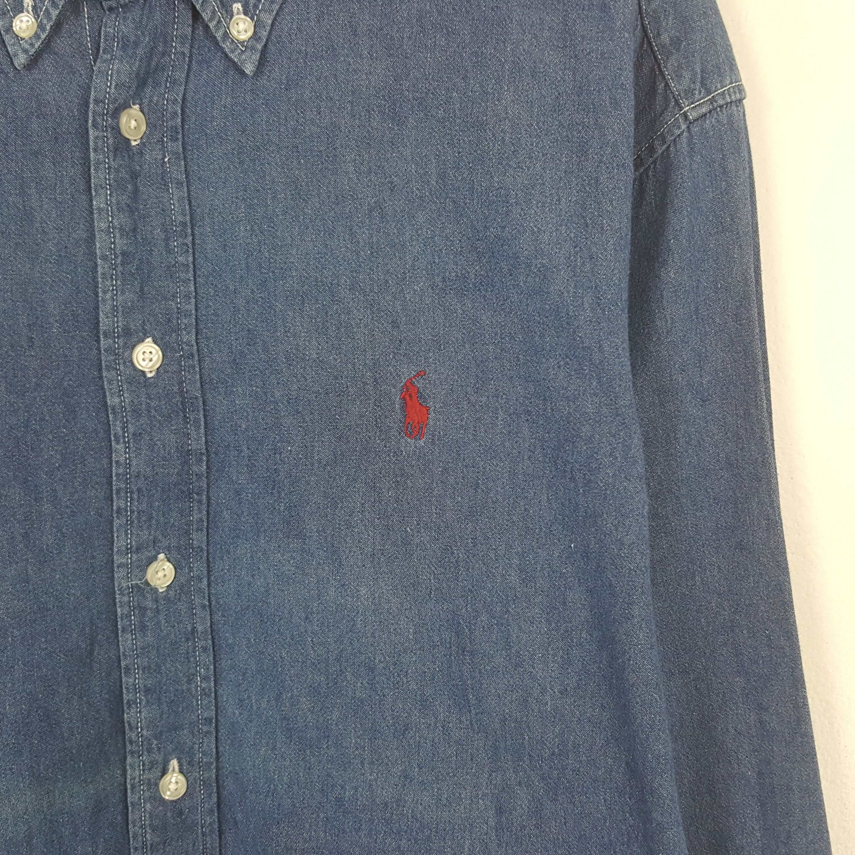 Polo Ralph Lauren × Vintage Vintage Ralph Lauren Denim Button Up Shirt Size US XL / EU 56 / 4 - 2 Thumbnail