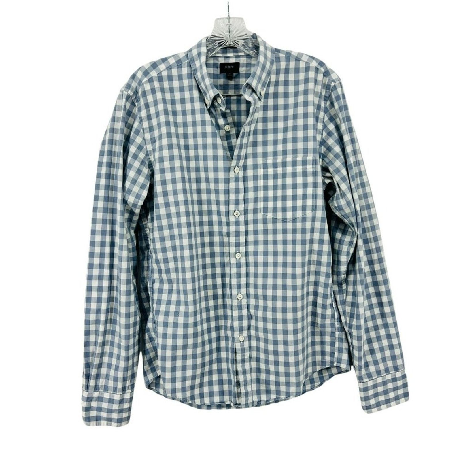 J.Crew J Crew Blue White Check Slim Button Front Long Sleeve Shirt Size US M / EU 48-50 / 2 - 1 Thumbnail