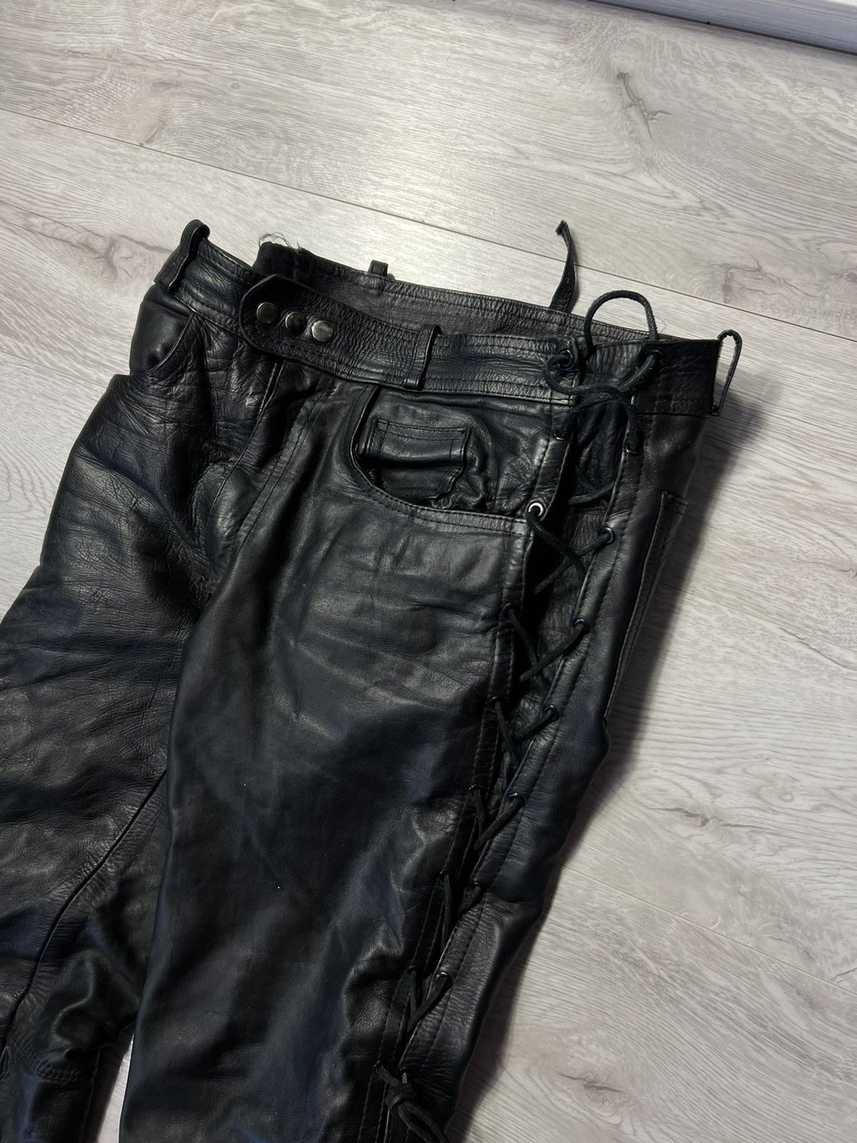 Genuine Leather Vintage Western Biker Leather Cowboy Bondage Pants Size M Size US 32 / EU 48 - 2 Thumbnail