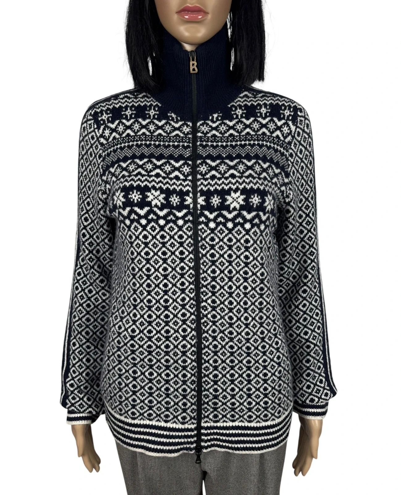 Bogner Bogner Fair Isle Zip Sweater Mock Neck Wool Polyamide size S Size S / US 4 / IT 40 - 2 Thumbnail