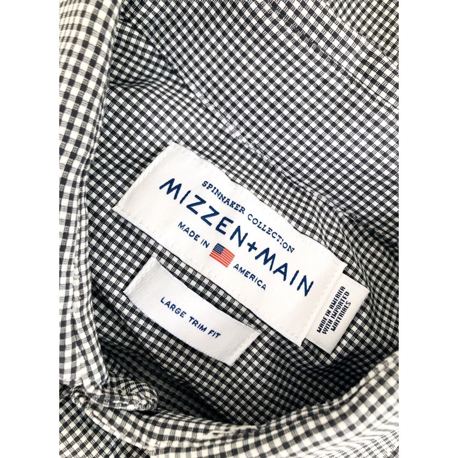 Mizzen+Main MIZZEN + MAIN Plaid Shirt Mens Lg Black / White Trim Fit EXCELLENT Size US L / EU 52-54 / 3 - 4 Thumbnail