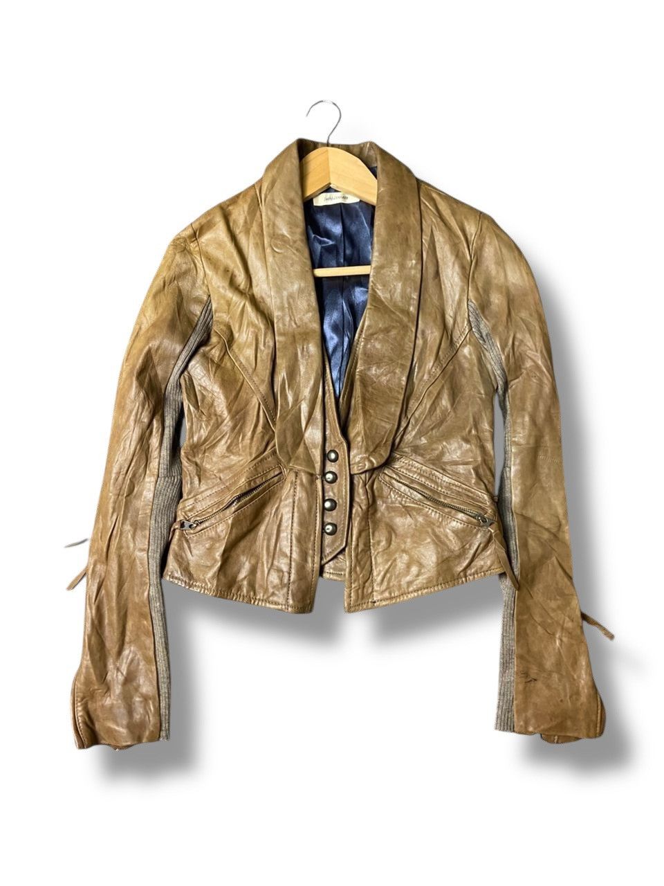 Japanese Brand Faithful Fanatic Crop Leather Jacket (151) Size XXS / US 00 / IT 34 - 1 Thumbnail