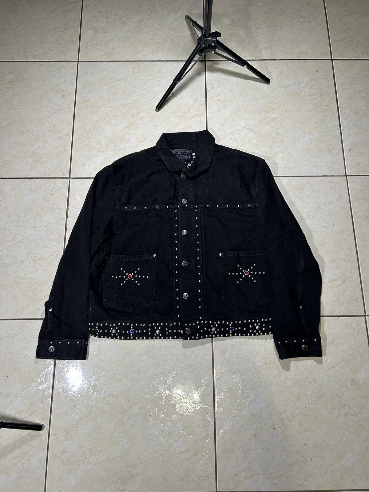 image of Polo Ralph Laurent Women's Black Studded Western Denim Xl