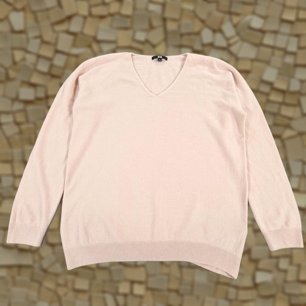 Uniqlo VINTAGE Uniqlo Jumper Womens XL Cashmere Pullover Pink 100% Cashmere Knitted Pullover Womens Short/Long Sleeve V-Neck Winter Size S / US 4 / IT 40 - 1 Thumbnail