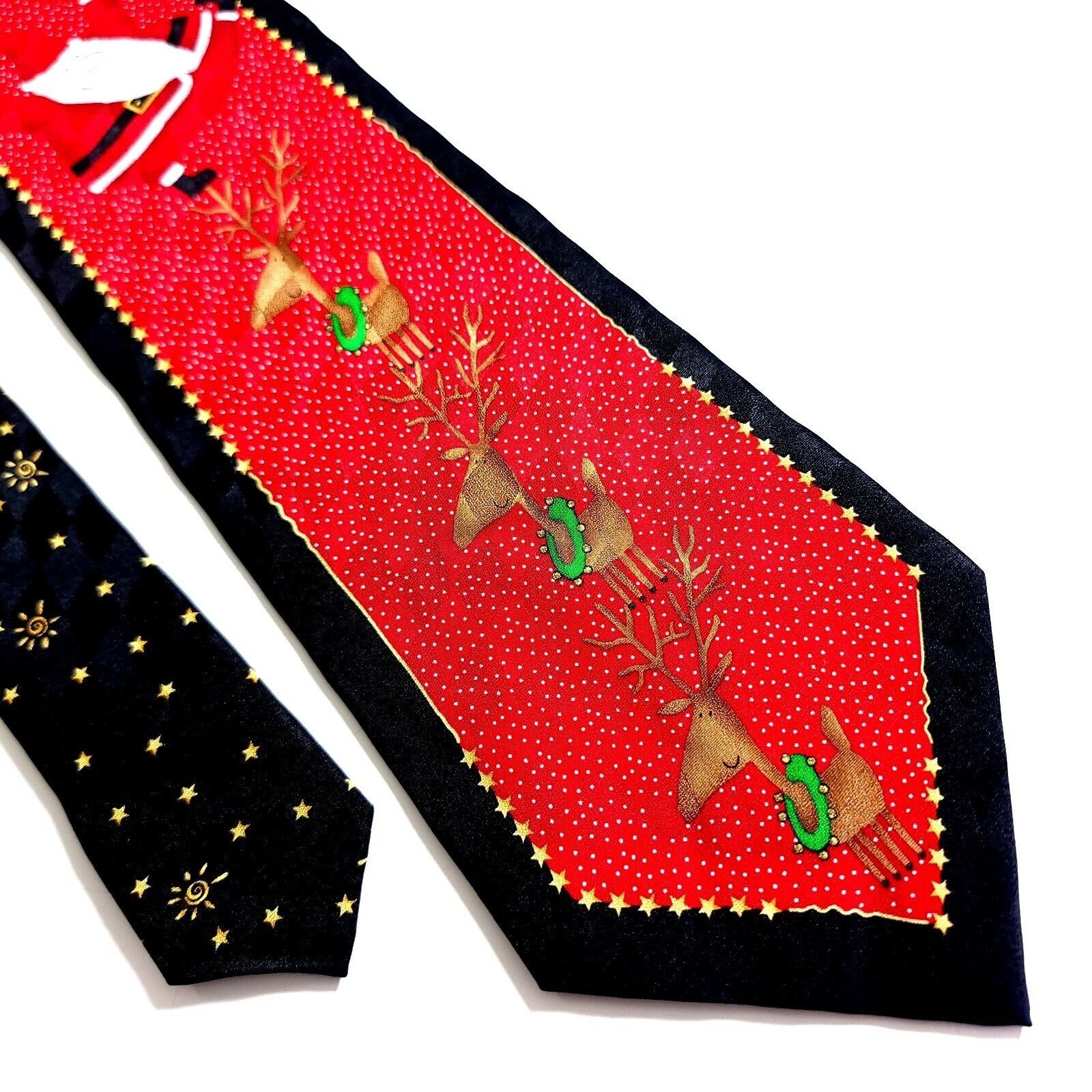 Vintage Hallmark Cool Yule Red Black Christmas Santa Reindeer Print Size ONE SIZE - 1 Thumbnail