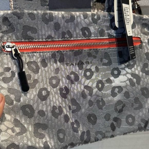 Elie Tahari NWT TAHARI PEWTER LEOPARD NYLON SATCHEL Size ONE SIZE - 2 Thumbnail