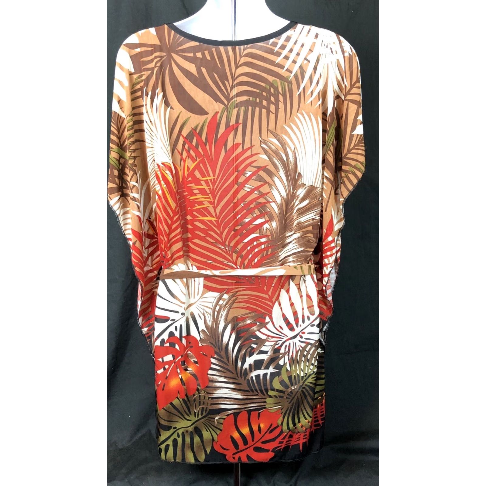 Vintage Nwt Sun Dress M Brown/red Tropical Floral Dolman Sleeves Tie Waist Coconut Girl Size M / US 6-8 / IT 42-44 - 4 Thumbnail