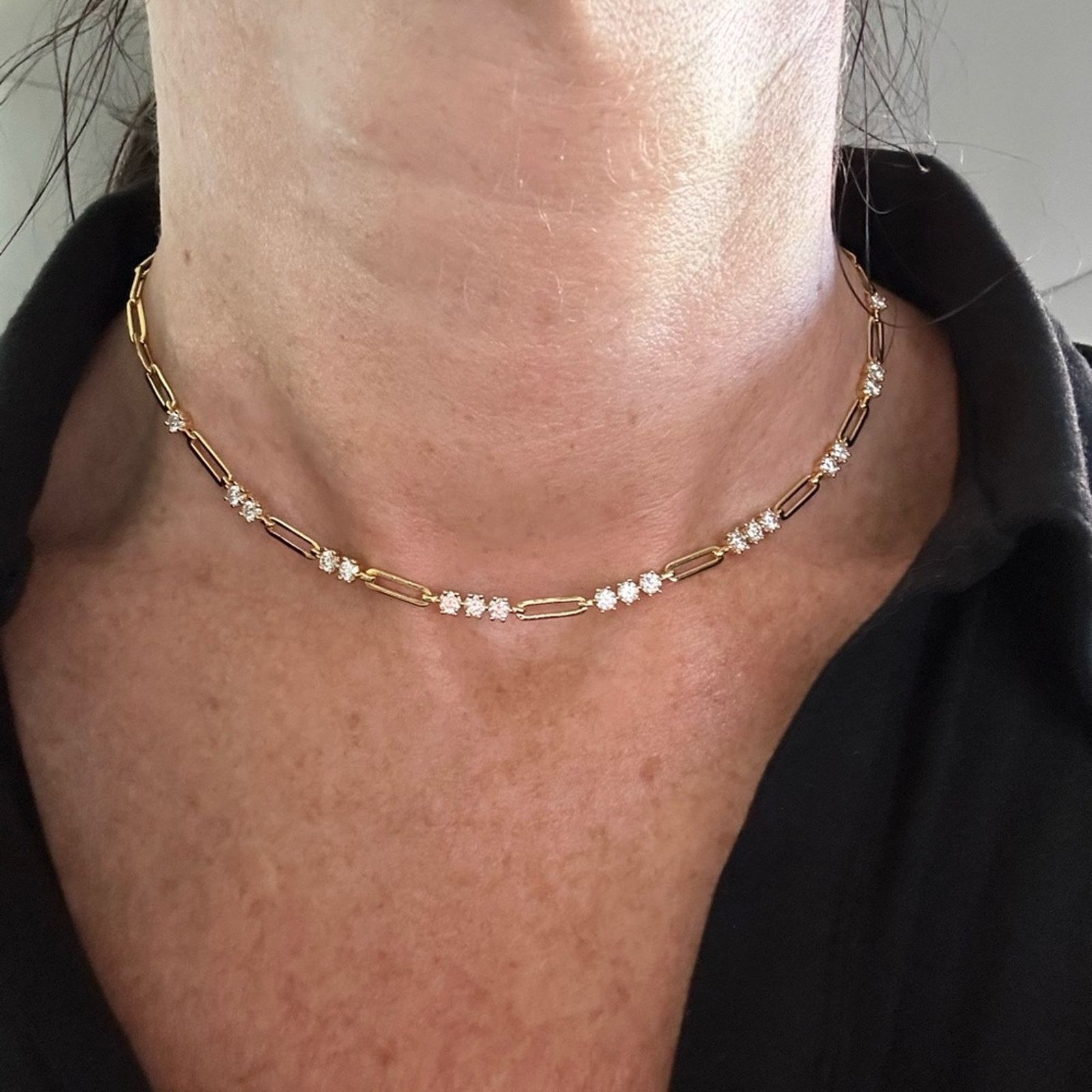 Other 18K Gold Sterling Silver Moissanite Paper clip Necklace $240 Size ONE SIZE - 2 Thumbnail