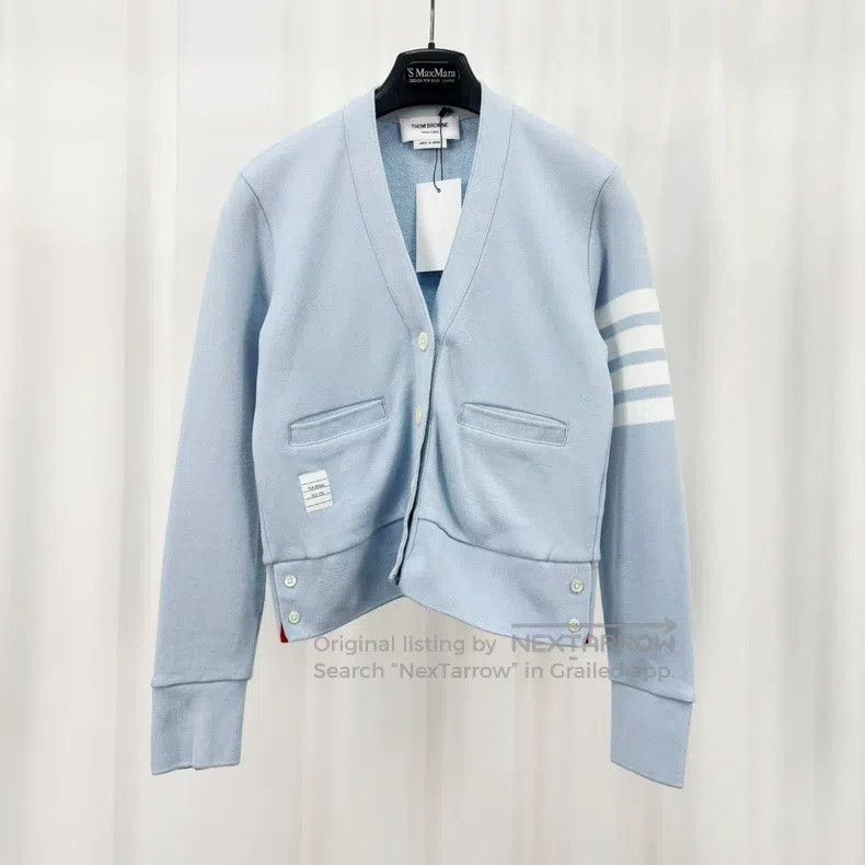 Thom Browne Thom Browne Light blue four-bar knitted color striped card Size US S / EU 44-46 / 1 - 1 Thumbnail