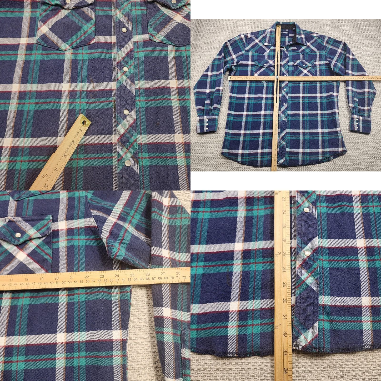 Wrangler VINTAGE Wrangler Shirt Mens XL Tall Western Plaid Flannel Pearl Snap Button-Up Long Sleeve Casual Workwear Mens Size US XL / EU 56 / 4 - 8 Thumbnail