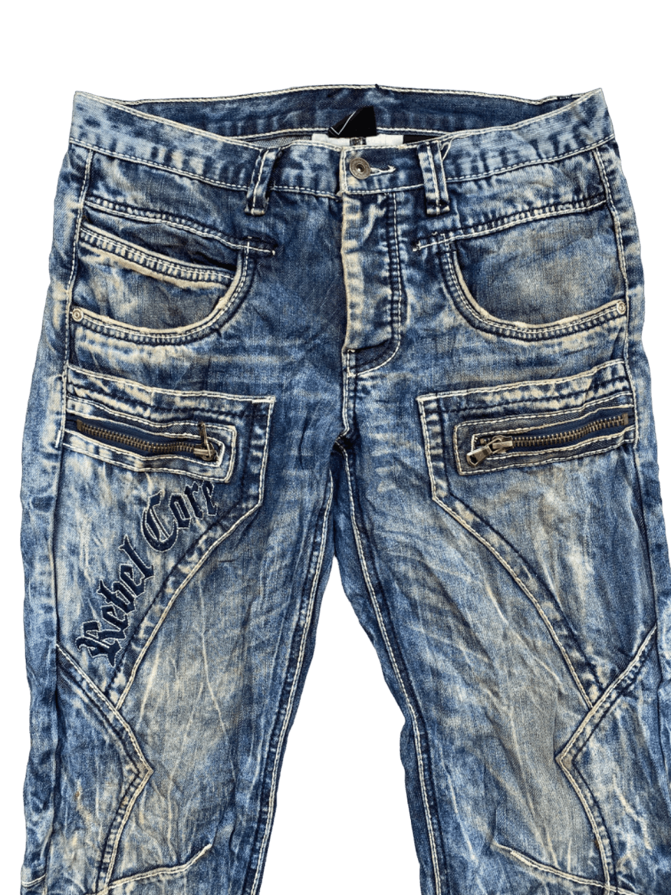 If Six Was Nine × Le Grande Bleu (L.G.B.) Distressed Rainbow Bush Pants Jeans Size US 32 / EU 48 - 3 Thumbnail