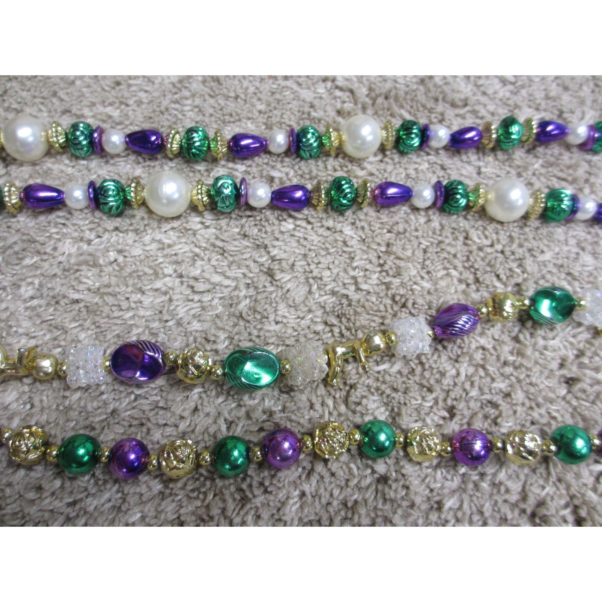 Other Lot of 2 Mardi Gras Beaded Necklace Set With Purple Green & Size ONE SIZE - 1 Thumbnail