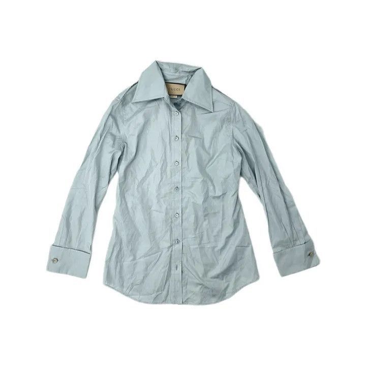 Gucci GUCCI Blue Long Sleeve Button-Up Shirt-2507 Size S / US 4 / IT 40 - 8 Thumbnail