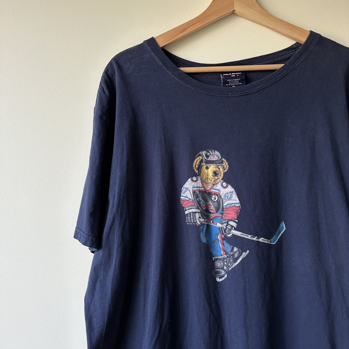 image of 90's Polo Ralph Laurent Hockey Polo Sport Bear Shirt in Navy, Men's (Size XL)