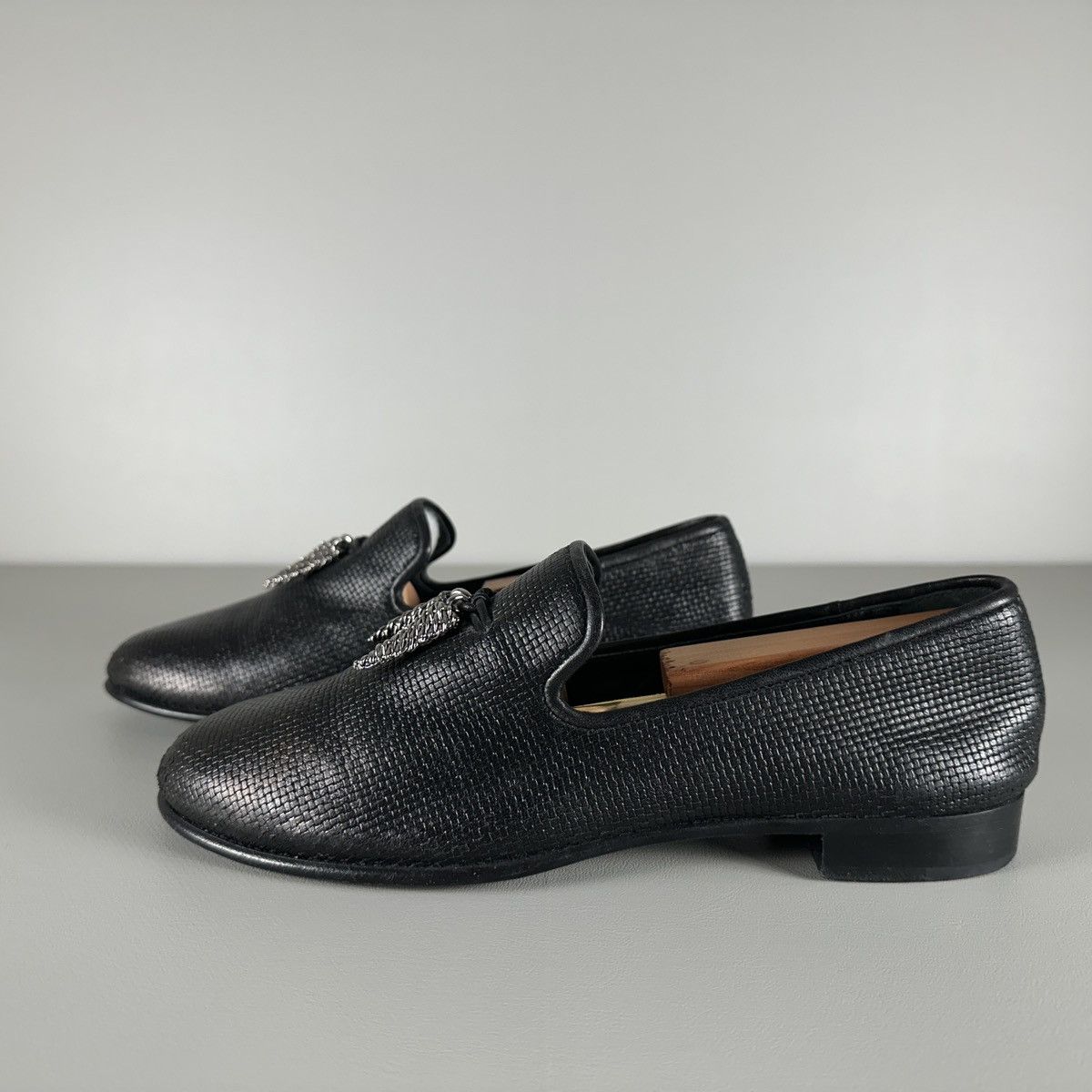 Giuseppe Zanotti Giuseppe Zanotti Italian Patent Black Leather Flat Loafers Size US 9.5 / IT 39.5 - 1 Thumbnail