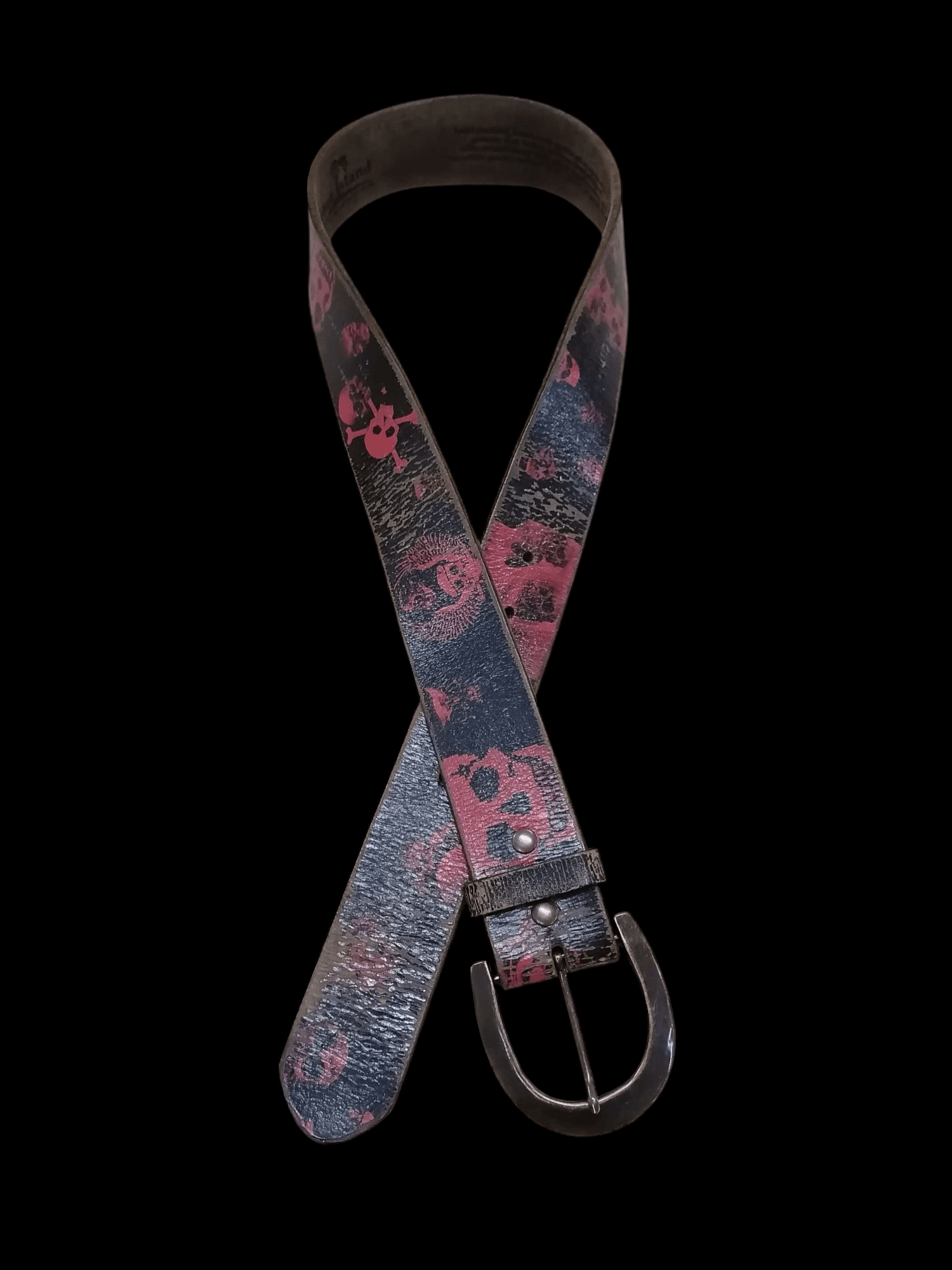 Designer × Genuine Leather Leather Island Designed By Bill Lavin Skull Print Belts Size ONE SIZE - 7 Thumbnail