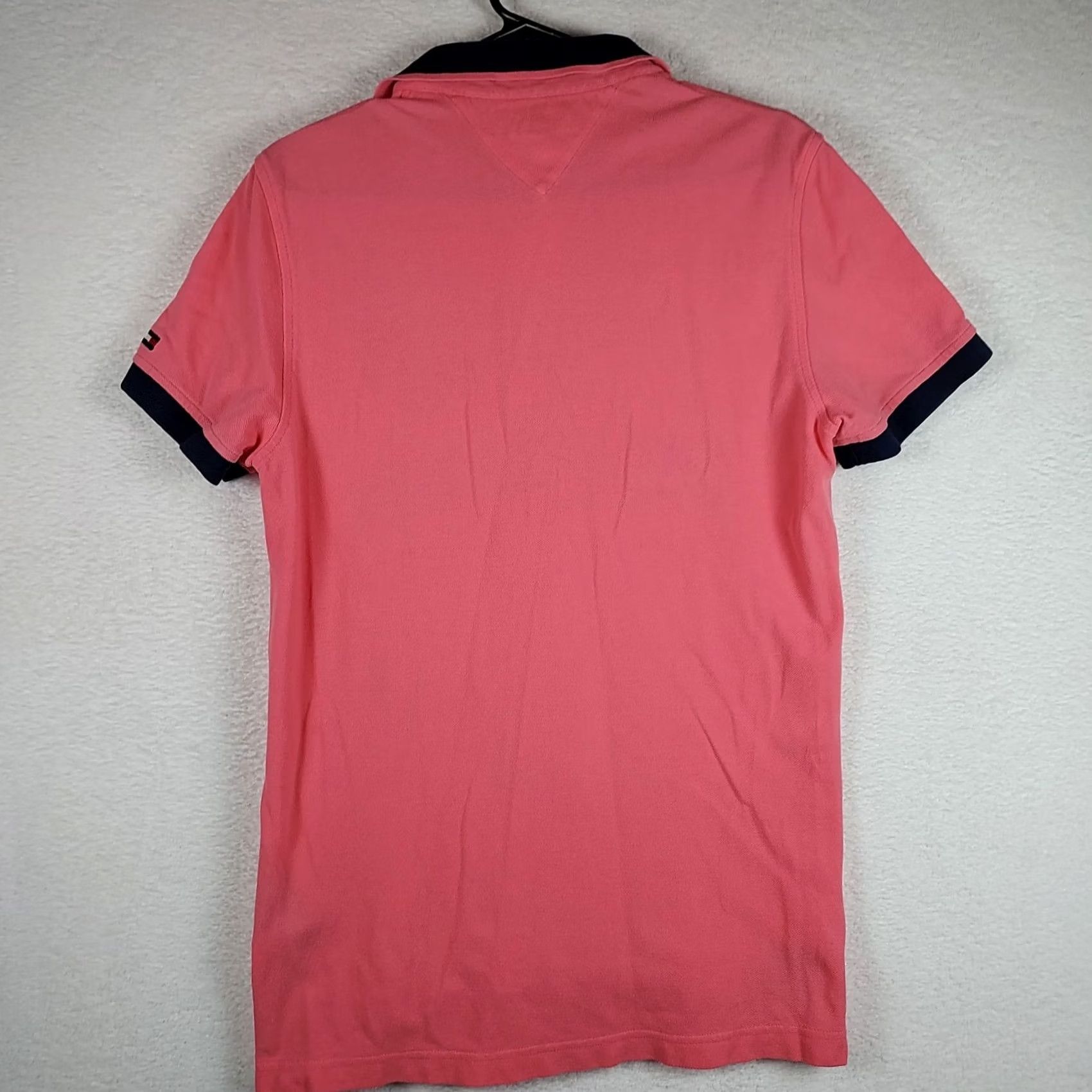 Tommy Hilfiger Tommy Hilfiger Polo Shirt Slim Medium Pink Navy Collar Crest Logo Preppy Button-Up Mens Size US M / EU 48-50 / 2 - 2 Thumbnail
