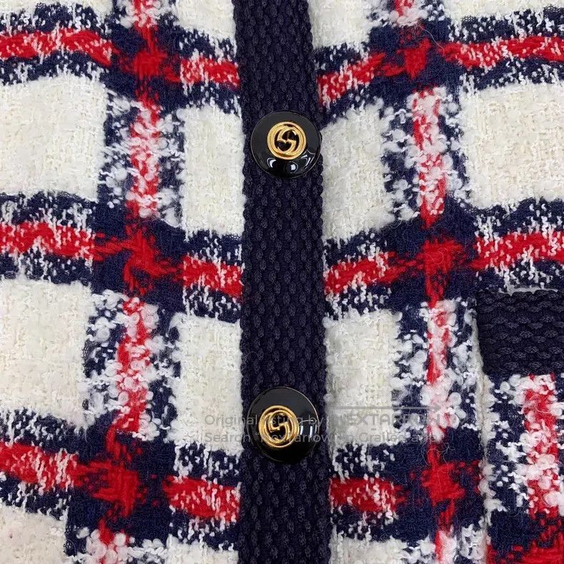 Gucci Gucci Colour-blocked plaid wool woven tweed round-neck sin Size M / US 6-8 / IT 42-44 - 5 Thumbnail
