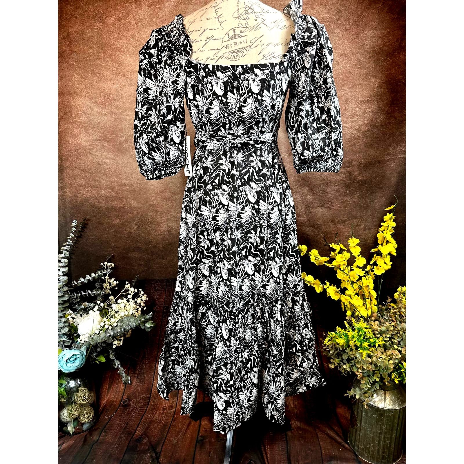Other St Roche Romaine Midi Wrap Dress Black White Florals size 0 Size XS / US 0-2 / IT 36-38 - 13 Thumbnail