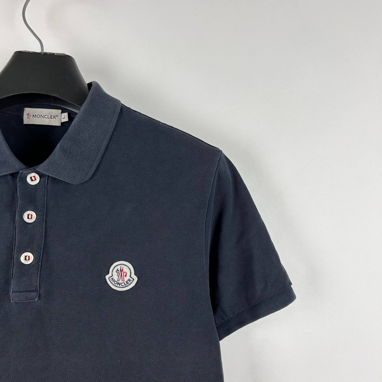 Moncler Polo Tee t shirt logo navy very rare Tops