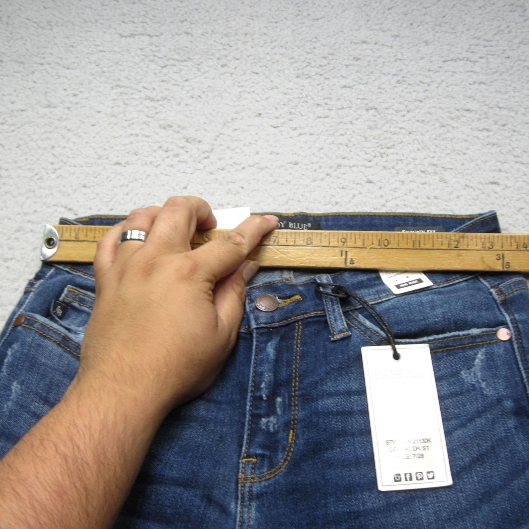 Denime Judy Blue Womens 28 Jeans - Distressed Skinny Fit - Mid Rise Frayed Denim Size 28" / US 6 / IT 42 - 3 Thumbnail