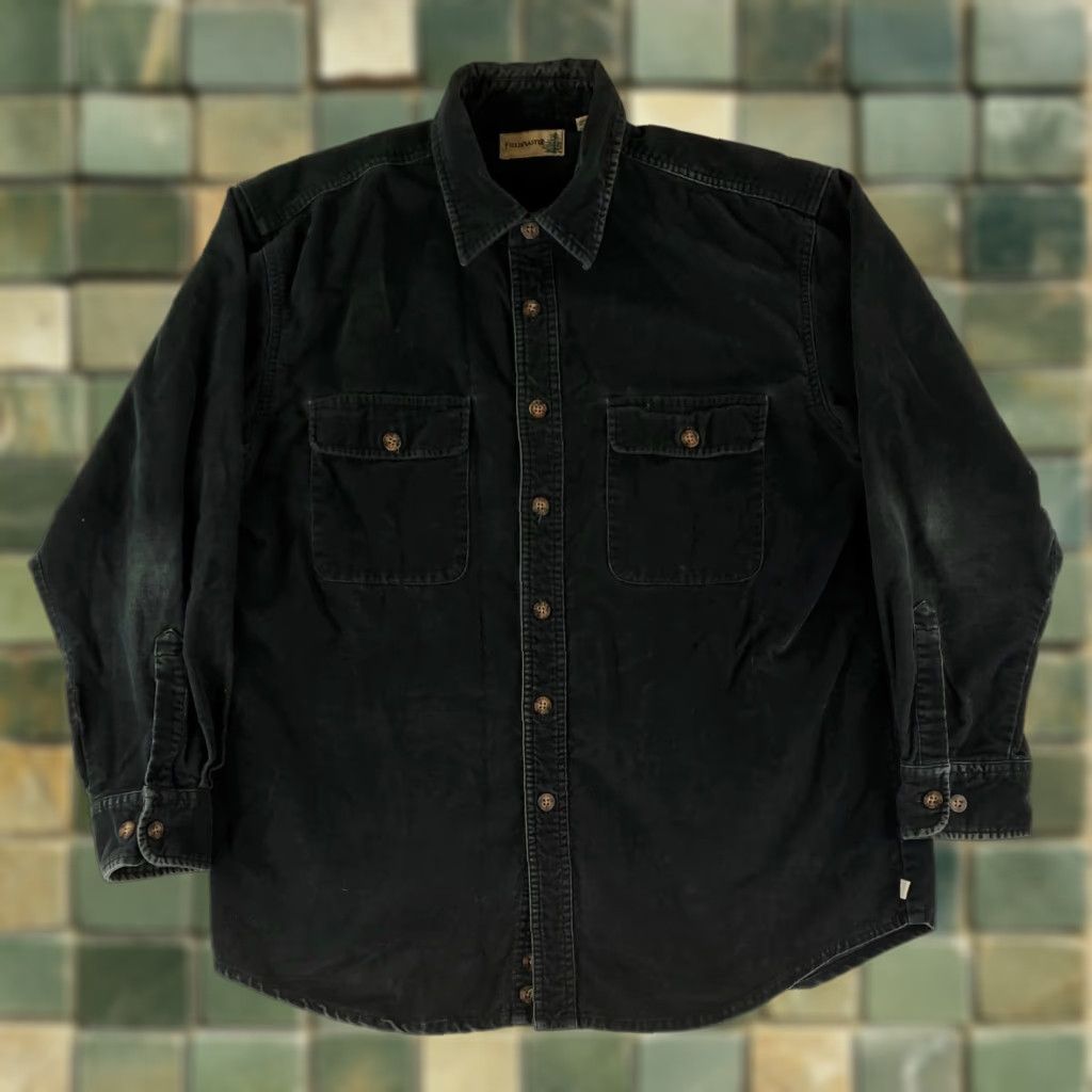 Sears VINTAGE Sears Fieldmaster Shirt VTG 90s Moleskin Button-Up Long Sleeve Green Mens L Shirt Size US L / EU 52-54 / 3 - 1 Thumbnail