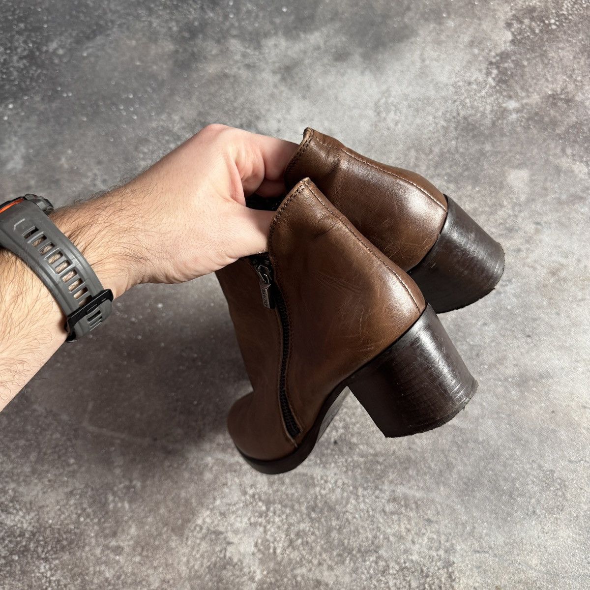 Hysteric Glamour Avant Garde Vintage Double Zip Real Faded Leather Heel Boots Size US 8 / IT 38 - 9 Thumbnail