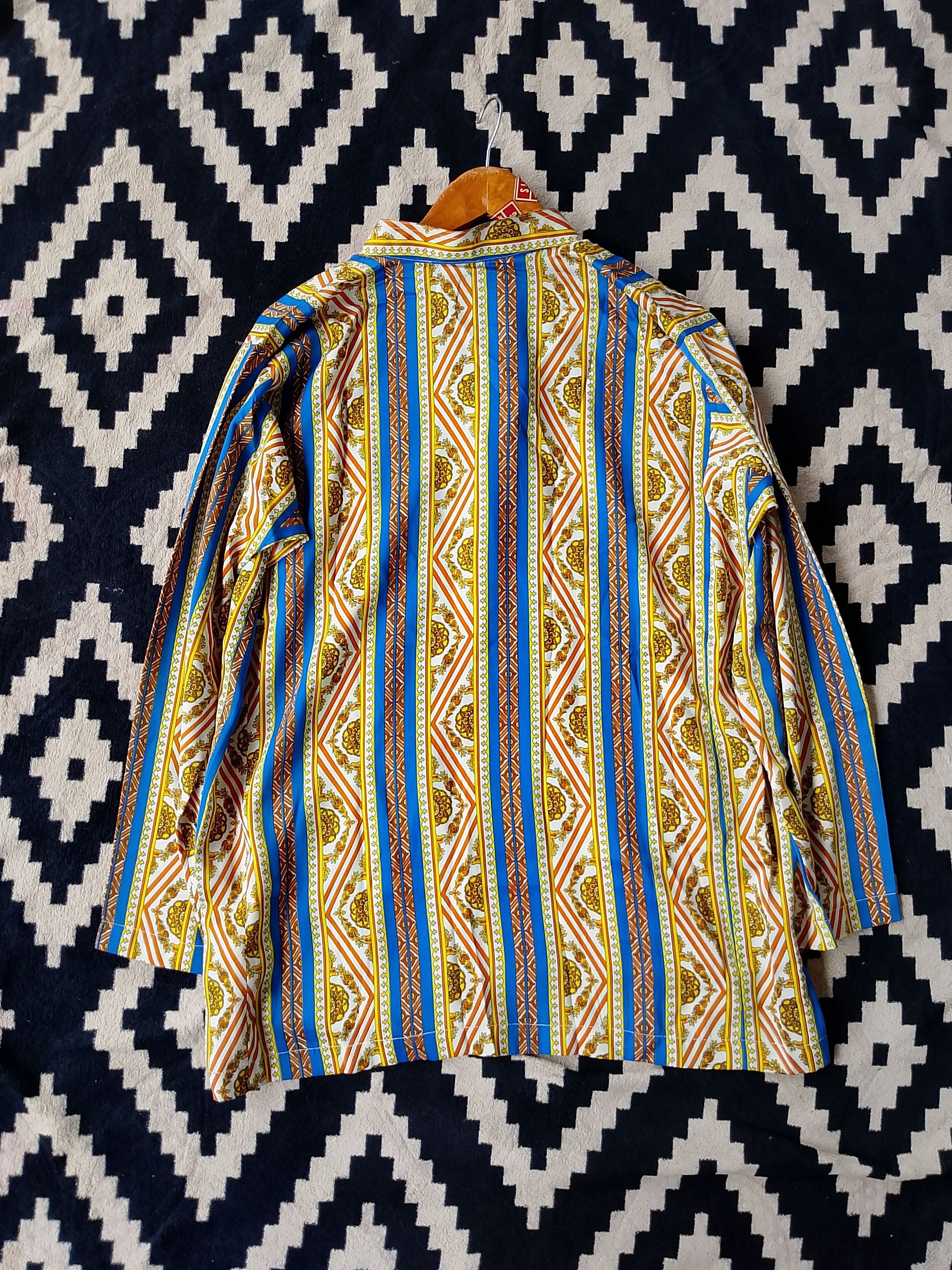 Vintage Rare Blue & Gold Avant-Garde Traditional Pattern Kurta Size US M / EU 48-50 / 2 - 6 Thumbnail
