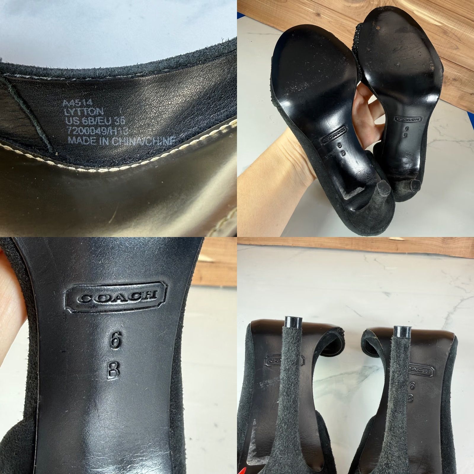 Coach VINTAGE Coach Black Suede Rhinestone Peep Toe Pumps d'Orsay Stiletto Heels Womens 6B Size US 6 / IT 36 - 9 Thumbnail